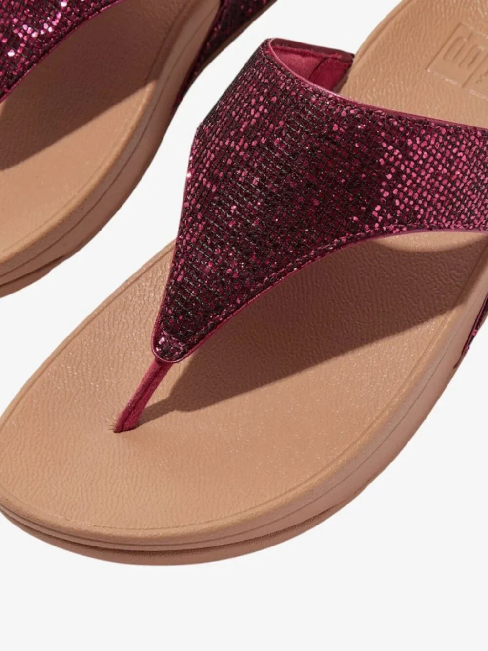 NIB FitFlop Lulu Glitterball Toe-Post Sandals - Raspberry 7.5